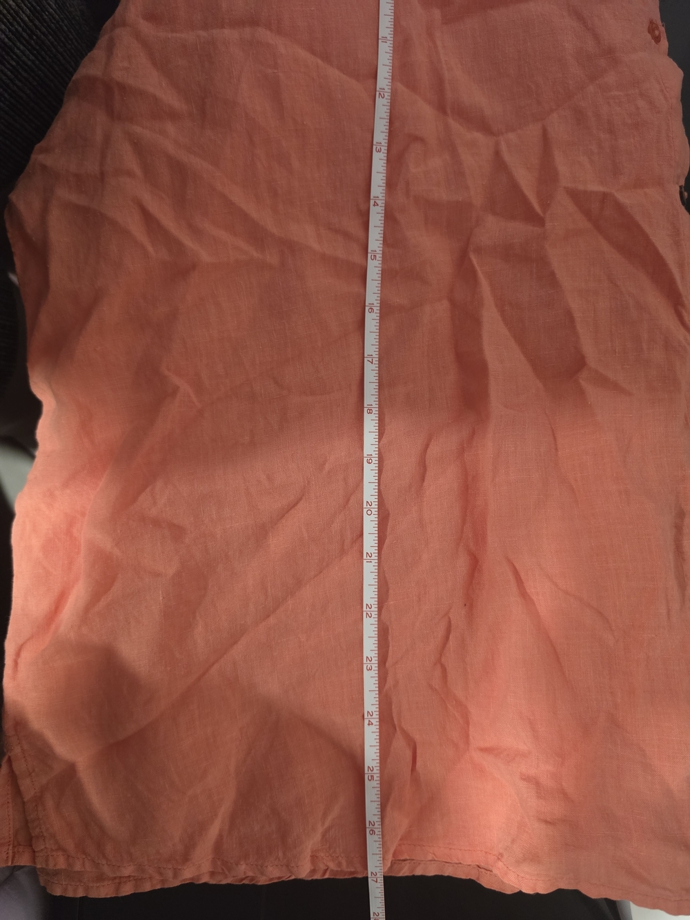 Eileen Fisher Mandarin Collar Short Sleeve Coral Organic Linen Shirt Size 2X - Picture 8 of 8